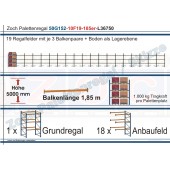 Palettenregal 50G152-10F19 Länge: 36750 mm mit 1000 kg je Palettenplatz