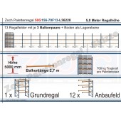 Palettenregal 50G156-70F13 Länge: 36220 mm mit 700kg je Palettenplatz