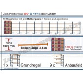 Palettenregal 50G160-10F10 Länge: 36880 mm mit 1000kg je Palettenplatz