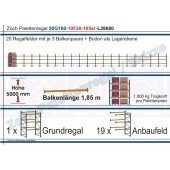 Palettenregal 50G160-10F20 Länge: 38680 mm mit 1000 kg je Palettenplatz