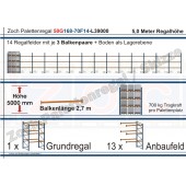 Palettenregal 50G168-70F14 Länge: 39000 mm mit 700kg je Palettenplatz