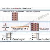 Palettenregal 50G16-10F1 Länge: 3760 mm mit 1000kg je Palettenplatz