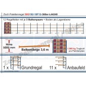 Palettenregal 50G192-10F12 Länge: 44240 mm mit 1000kg je Palettenplatz