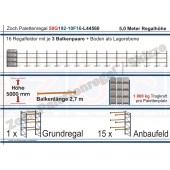 Palettenregal 50G192-10F16 Länge: 44560 mm mit 1000 kg je Palettenplatz