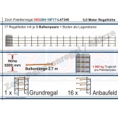 Palettenregal 50G204-10F17 Länge: 47340 mm mit 1000 kg je Palettenplatz