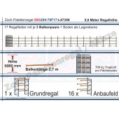 Palettenregal 50G204-70F17 Länge: 47340 mm mit 700kg je Palettenplatz