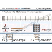 Palettenregal 50G228-10F19 Länge: 52900 mm mit 1000 kg je Palettenplatz