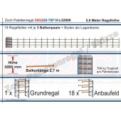 Palettenregal 50G228-70F19 Länge: 52900 mm mit 700kg je Palettenplatz