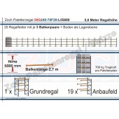 Palettenregal 50G240-70F20 Länge: 55680 mm mit 700kg je Palettenplatz