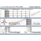 Palettenregal 50G72-70F6 Länge: 16760 mm mit 700kg je Palettenplatz