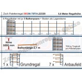 Palettenregal 50G96-70F8 Länge: 22320 mm mit 700kg je Palettenplatz