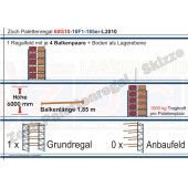 Palettenregal 60G10-10F1 Länge: 2010 mm mit 1000 kg je Palettenplatz