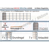 Palettenregal 60G120-70F8 Länge: 22320 mm mit 700kg je Palettenplatz