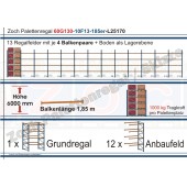 Palettenregal 60G130-10F13 Länge: 25170 mm mit 1000 kg je Palettenplatz