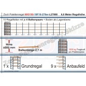 Palettenregal 60G150-10F10 Länge: 27880 mm mit 1000kg je Palettenplatz
