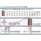Palettenregal 60G150-10F15 Länge: 29030 mm mit 1000 kg je Palettenplatz