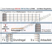 Palettenregal 60G150-70F10 Länge: 27880 mm mit 700kg je Palettenplatz