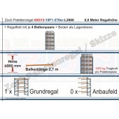 Palettenregal 60G15-10F1 Länge: 2860 mm mit 1000kg je Palettenplatz