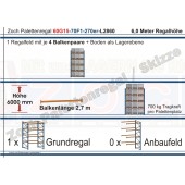 Palettenregal 60G15-70F1 Länge: 2860 mm mit 700kg je Palettenplatz