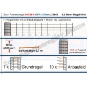 Palettenregal 60G165-10F11 Länge: 30660 mm mit 1000kg je Palettenplatz