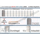 Palettenregal 60G165-70F11 Länge: 30660 mm mit 700kg je Palettenplatz