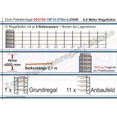 Palettenregal 60G180-10F12 Länge: 33440 mm mit 1000kg je Palettenplatz