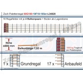 Palettenregal 60G180-10F18 Länge: 34820 mm mit 1000 kg je Palettenplatz