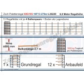 Palettenregal 60G195-10F13 Länge: 36220 mm mit 1000kg je Palettenplatz
