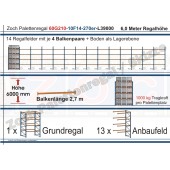 Palettenregal 60G210-10F14 Länge: 39000 mm mit 1000kg je Palettenplatz