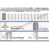 Palettenregal 60G210-70F14 Länge: 39000 mm mit 700kg je Palettenplatz