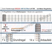 Palettenregal 60G225-10F15 Länge: 41780 mm mit 1000kg je Palettenplatz