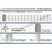 Palettenregal 60G225-70F15 Länge: 41780 mm mit 700kg je Palettenplatz