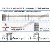 Palettenregal 60G240-70F16 Länge: 44560 mm mit 700kg je Palettenplatz