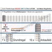 Palettenregal 60G255-10F17 Länge: 47340 mm mit 1000kg je Palettenplatz