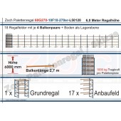 Palettenregal 60G270-10F18 Länge: 50120 mm mit 1000kg je Palettenplatz