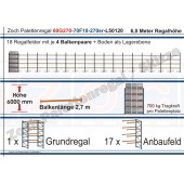 Palettenregal 60G270-70F18 Länge: 50120 mm mit 700kg je Palettenplatz