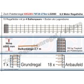 Palettenregal 60G285-70F19 Länge: 52900 mm mit 700kg je Palettenplatz
