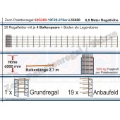 Palettenregal 60G300-10F20 Länge: 55680 mm mit 1000kg je Palettenplatz