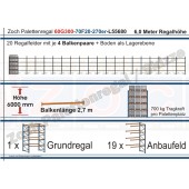 Palettenregal 60G300-70F20 Länge: 55680 mm mit 700kg je Palettenplatz