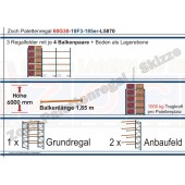 Palettenregal 60G30-10F3 Länge: 5870 mm mit 1000 kg je Palettenplatz