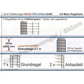 Palettenregal 60G45-70F3 Länge: 8420 mm mit 700kg je Palettenplatz