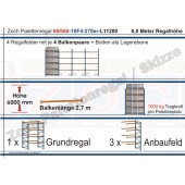 Palettenregal 60G60-10F4 Länge: 11200 mm mit 1000kg je Palettenplatz