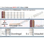 Palettenregal 60G70-10F7 Länge:13590 mm mit 1000 kg je Palettenplatz