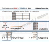 Palettenregal 60G75-70F5 Länge: 13980 mm mit 700kg je Palettenplatz
