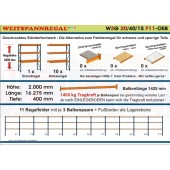 Weitspannregal W3G 20/40-15F11 Länge 16275 mm