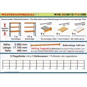 Weitspannregal W3G 20/40-15F12 Länge 17750 mm