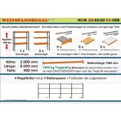 Weitspannregal W3G 20/40-20F4 Länge 8090 mm