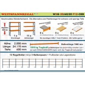 Weitspannregal W3G 20/60-20F12 Länge 24170 mm