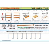 Weitspannregal W3G 20/60-20F7 Länge 14120 mm