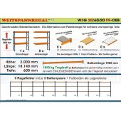 Weitspannregal W3G 20/60-20F9 Länge 18140 mm